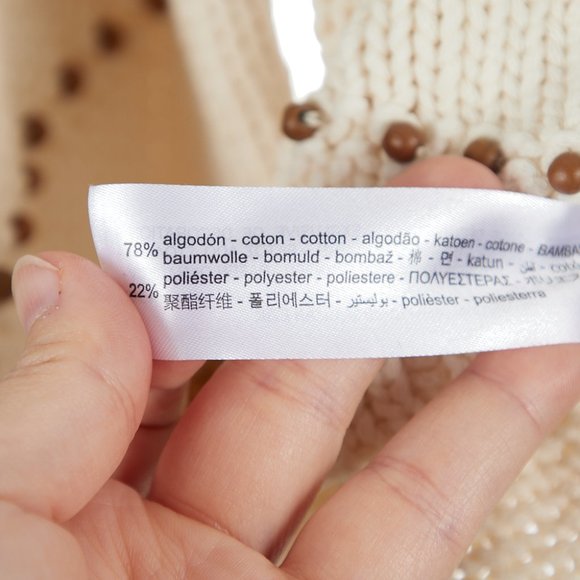 ZARA Beaded Boho Cream Boxy Sweater Small - Picture 9 of 9